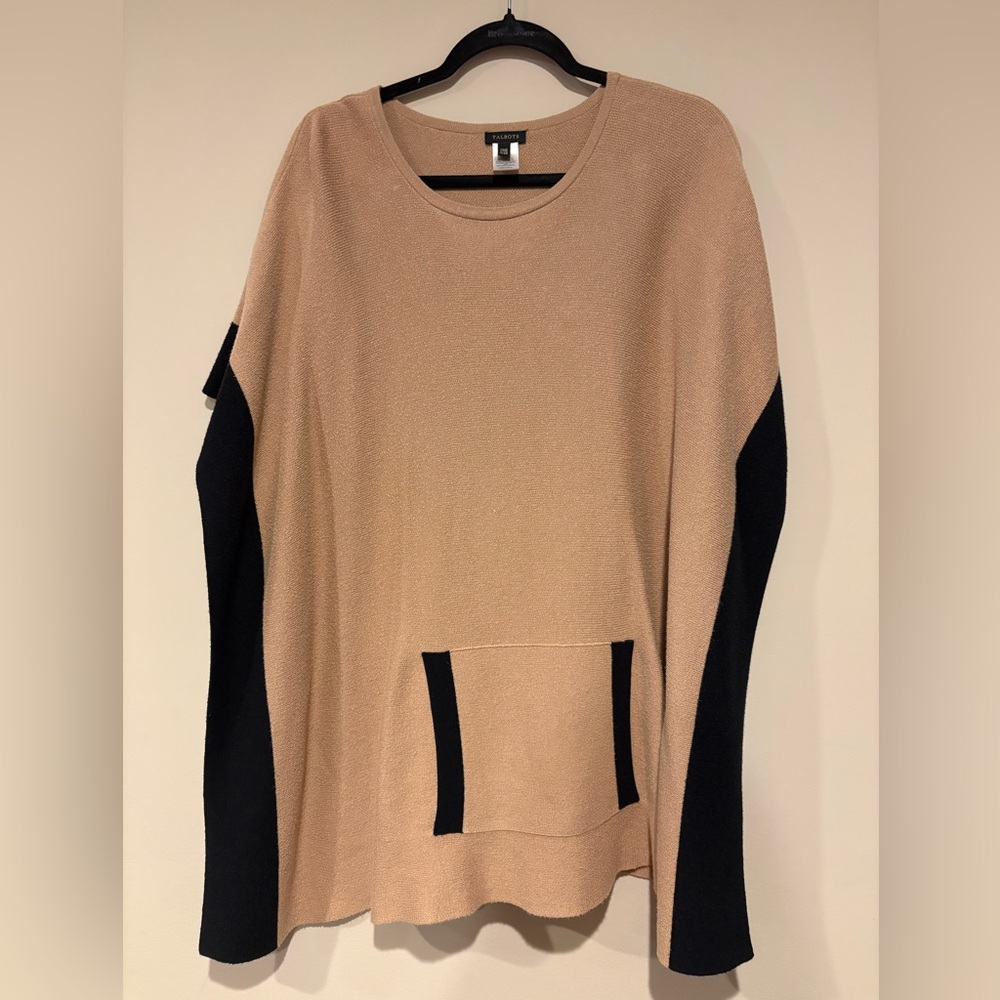 Talbots Tan and Black Poncho Sweater
